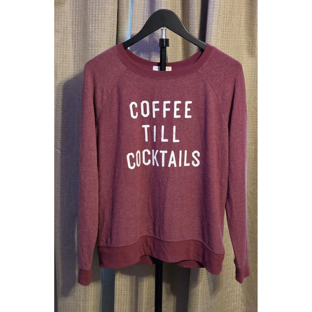 Grayson Threads Long Sleeve Coffee Till Cocktails Graphic T-Shirt Women's Size M